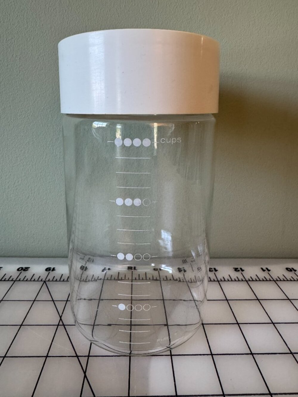 Vintage Pyrex See N Store Jar White Lid 4 Cup Dots USA Glass